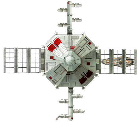 Orbitalny dok kosmiczny. Autor i źródło obrazka: Barbara L. Gibson, The Rebel Alliance - Ships of the Fleet, Boxtree