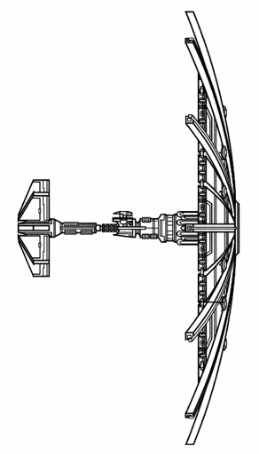 Statek-tarcza. Autor i źródło obrazka: 'Ilustrowany przewodnik po statkach, okrętach i pojazdach Gwiezdnych wojen'